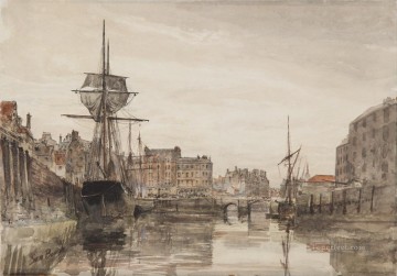 Landscapes Painting - Leith Harbour Samuel Bough landscape